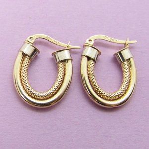 Double Hoops 10K Gold Oval Earrings